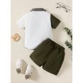 thumbnail image 3 of 5T Baby Boys Clothes 6T Boys 2PCS Summer Outfits Set Lapel Design Little Boys Short Sleeve Color-blocked Shirt Top Shorts Set Green, 3 of 8