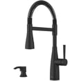 thumbnail image 1 of Raya Single Handle Pull-Down Kitchen Faucet - with Industrail Spring , Matte Black, 1 of 2
