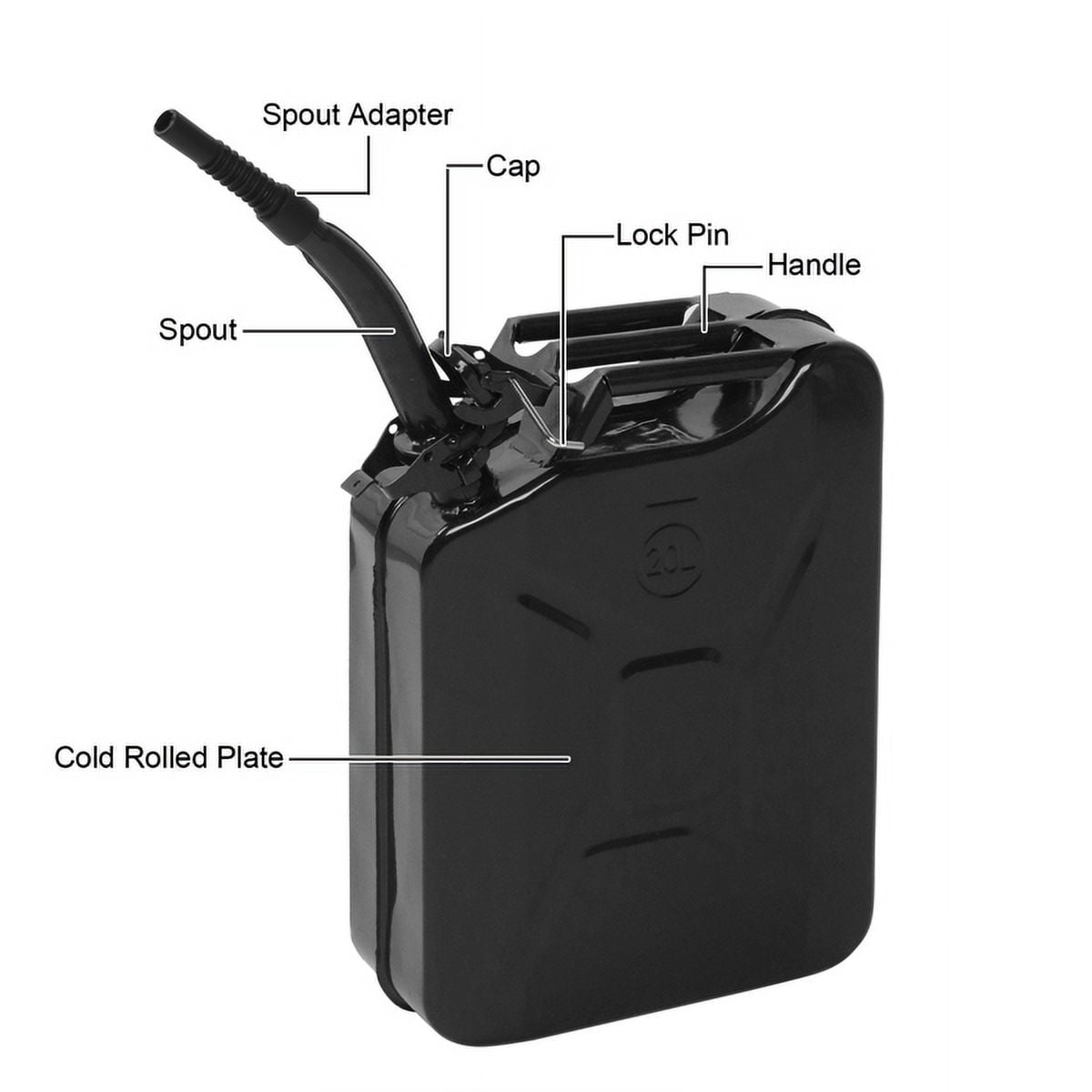 20L Portable Fuel Storage Can with Spout, Heavy Duty Metal Container for Petrol, Diesel, Gasoline – Leak-Proof, with Locking Lid & Carry Handle for Garage, Farm, Industrial Use