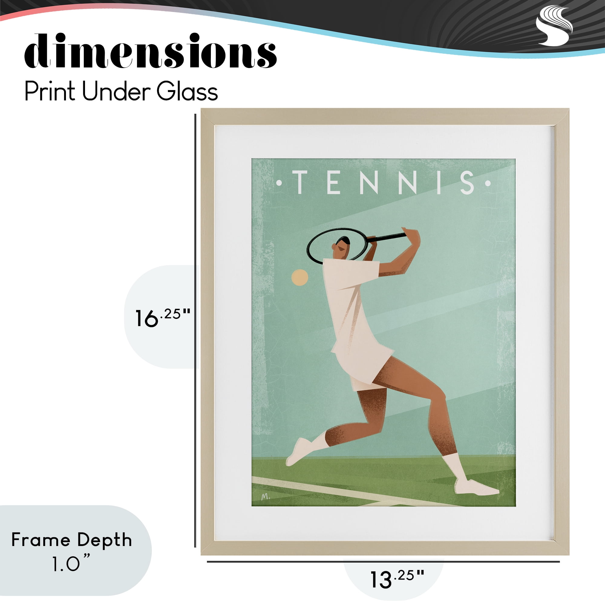 Stupell Industries Vintage Tennis Swing Birch Framed Print Under Glass, design by Martin Wickstrom