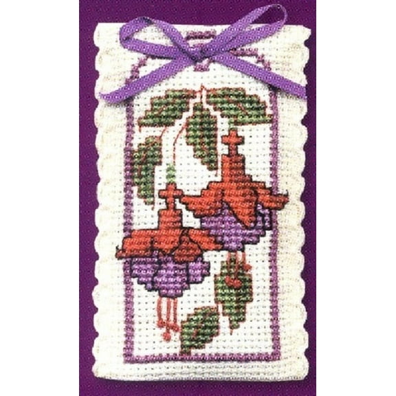 Textile Heritage Lavender Sachet Counted Cross Stitch Kit - Fuchsias