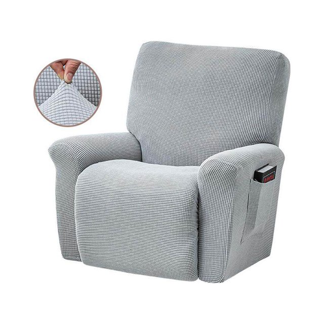 Stretch Recliner Chair Slipcover Elastic Full Coverage Solid Washable Furniture Protector Color Sofa Cover Replacement for LAZBOY, Silver