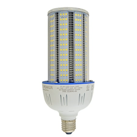 Baltoro CL6040-5K Corn Bulb, Indoor/Outdoor Large Area - E26 5000 Lumen, Replaces 100w to 200w Metal Halide, HID CFL HPS Warehouse HighBay Barn Porch Backyard Hospitals Parking Garages