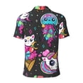 thumbnail image 3 of Xecao Cat Icecream for Mens' Casual Short Sleeve Button-Down Polo Shirts for a Classic Golf Look, 3 of 9