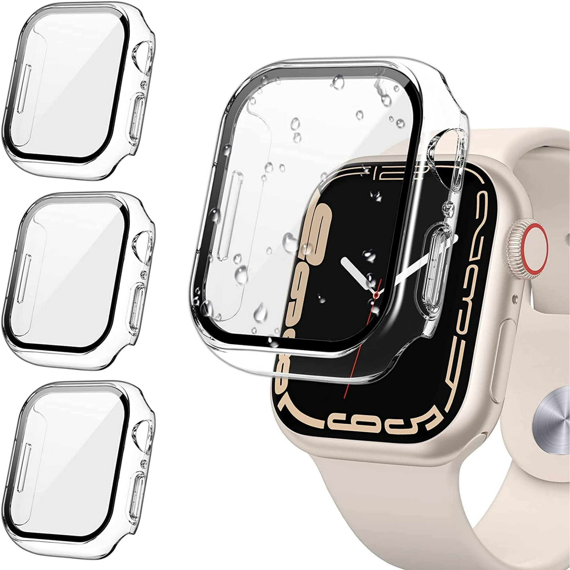 3pcs 45mm Case for Apple Watch Series 7 Full Body Screen Protector Tempered Glass Hard PC Shockproof Protective Case Cover for Women Men Cover