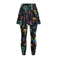thumbnail image 3 of FUIALDOLG Colorful Hippie Mushroom Skirted Leggings for Women Lady Tennis Leggings with Skirts Golf Pickleball Pants Gym Workout Athletic Clothes with Pockets,Size 3XL, 3 of 7