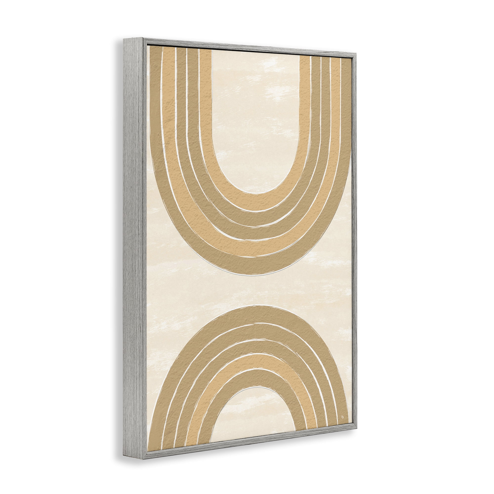 Stupell Industries Neutral Rainbow Arches Abstract Painting Gray Framed Art Print Wall Art, 16 x 24