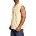 thumbnail image 4 of Mens Tank Top Beach Baggy Cotton Linen Solid Button Beach Sleeveless Hooded Shirt Tank Tops Blouses, 4 of 9