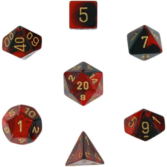 Gemini Black-Red/Gold 7 Die Set Polyhedral