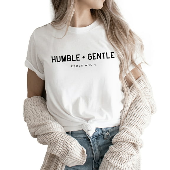 Verita Culture Humble And Gentle Graphic T Shirt For Women Inspirational Bible Verse Tees Funny Letter Print Short Sleeve Tee Tops
