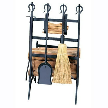 Uniflame Port Hook Handle Fireplace Tool Set And Log Rack