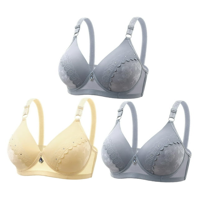 Tumotour 3PC Bras for Women No Wireless Seamless Soft Full Coverage Bra with Adjustable Straps Lifting Push Up Bras Supportive Comfort Breathable Everyday Bras for Running Daily Life Yoga Lounging