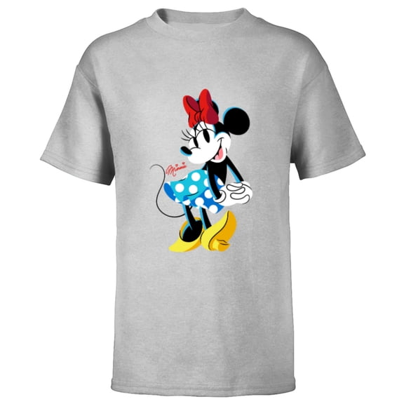 Disney Minnie Mouse Polka-Dot Skirt Cute Retro Vintage Pose - Short Sleeve T-Shirt for Kids - Customized-Athletic Heather