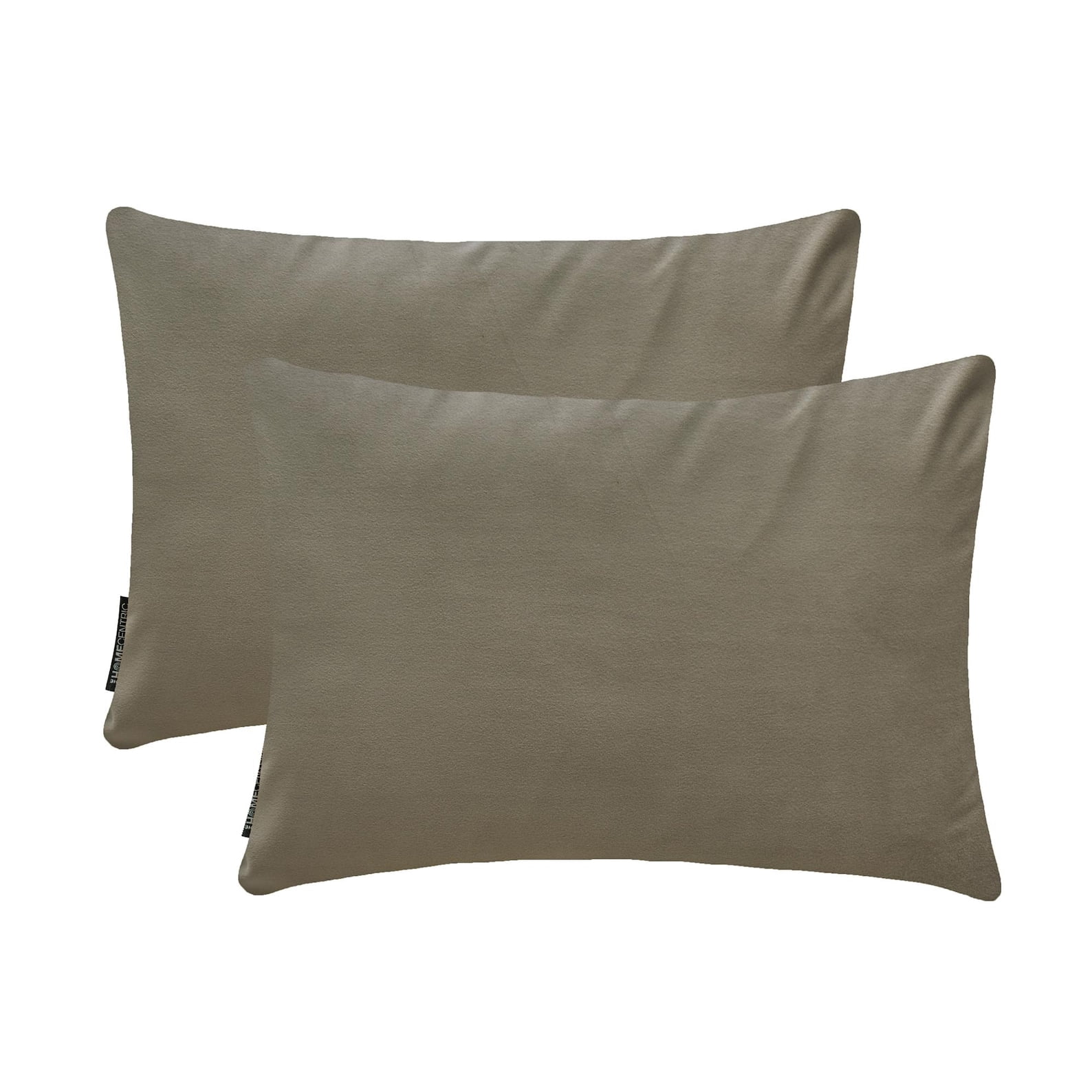 Taupe Luxury Lumbar Pillow Cover 12"x16" | Pack of 2 Modern Velvet Oblong Pillow Cover Solid | Plain Solid Pillowcases for Bed, Couch & Sofa, Modern Home Décor - Taupe Velvet Dream