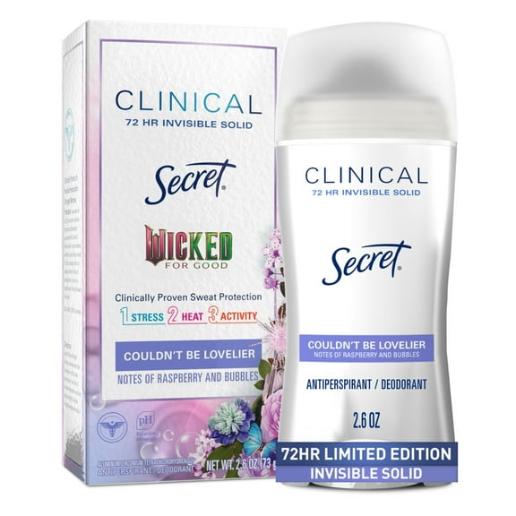 Secret Clinical Invisible Solid Antiperspirant & Deodorant for Women, Couldn't be Lovelier, Notes of Raspberry and Bubbles, 2.6oz