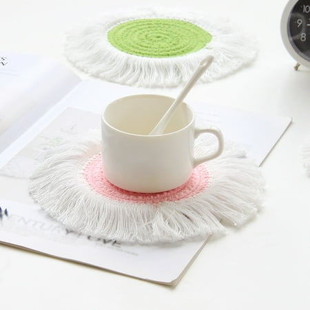 

NEGJ 14cm Cotton Insulation Mat Meal Mat Woven Anti Scalding Table Mat Bowl Mat Nordic Simple Pot Mat Cotton Insulation Mat