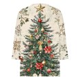 thumbnail image 4 of Turilly Women's Christmas Fashion Graphic Printed Tops V-Neck Loose 3/4 Sleeve Button Raglan Sleeve Top, 4 of 5