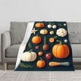 thumbnail image 2 of Cozy Autumn Flannel Blanket - Soft Warm and Durable with Pumpkin and Gourd Pattern for Sofa Travel Bed and Chair, 2 of 7