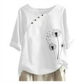 thumbnail image 2 of Sevevn 2024 Women's Casual Fashion Crew-neck Button-printed Short-sleeved Top White T-shirt Womens, 2 of 3