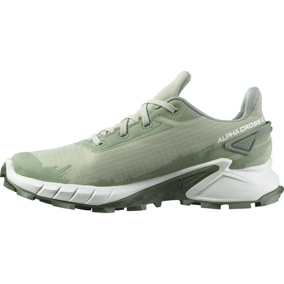 Salomon Women's ALPHACROSS 4 Gore-TEX Trail Running Shoe, Desert Sage, 9 Wide
