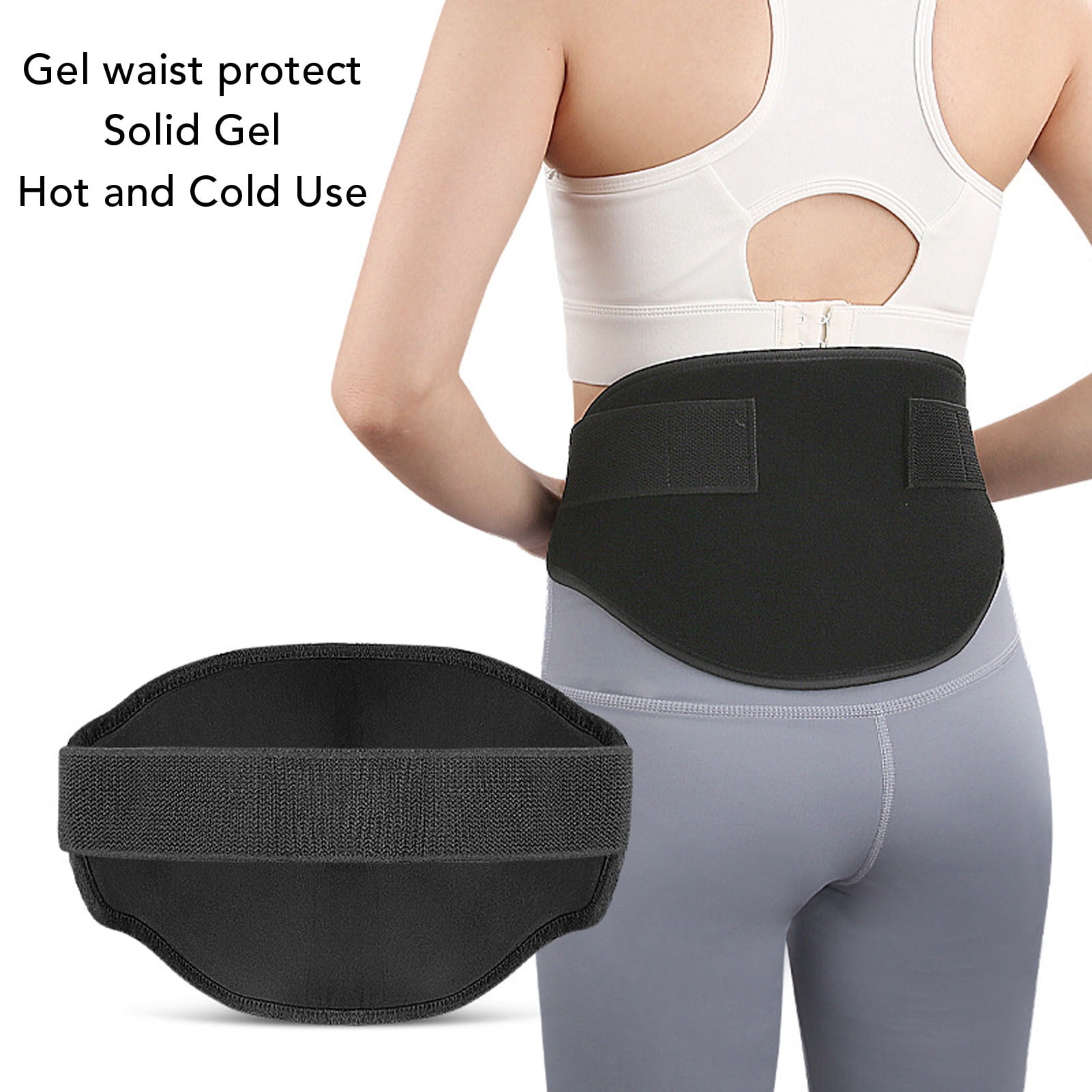 LAZIOEGR Gel Back Ice Pack Wrap Hot Cold Compression Lower Back Support Heating Pad for Waist Pain Relief (10.6 x 7.5 inches)