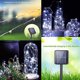 thumbnail image 5 of Luces de cuerda solares [2 paquetes] cada 32 pies 100 luces de hadas solares al aire libre impermeables luces de cuerda decoración jardín patio árbol boda fiesta Afortunado Sencillez, 5 of 5