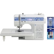 Brother CS7205 Computerized Sewing Machine with Wide Table, 150 Built-in Stitches, 11 Included Sewing Feet, Premium Thread 6-Pack and Sewing Machine Needles 5-Pack