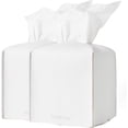 thumbnail image 1 of HAHDAXIA Tissue Box Cover, Tissue Cube Box Covers for Square Tissues Cube Box, 2 Pcs Countertop PU Leather Tissue Box Holder Cover Decorative Matches Tissue Paper Box, White, 1 of 7