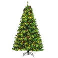 thumbnail image 1 of Costway 7ft Pre-lit Hinged Artificial Christmas Tree w/Pine Cones & Red Berries, 1 of 10