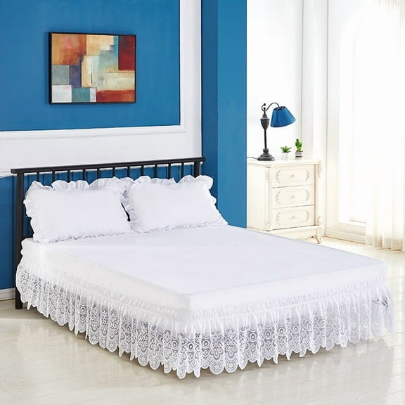suxuMhao Lace White Bed Skirt- Twin Size 39×78×15IN,1 Piece Elastic Bed Skirt, Bed Ruffles Twin Size, Skirt for Bed,Twin Size Dust Ruffle,Dust Ruffle Without a Bed Top Covering,Lace Design,Style C