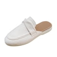 thumbnail image 2 of Ladies 2026 Summer Flat Shoes Ethnic Solid Color Closed Toe Backless Mules Soft Sole Lightweight Cushioned Orthopedic Arch Support Wide Toe Box Comfort Walking Daily Footwear White 38, 2 of 9