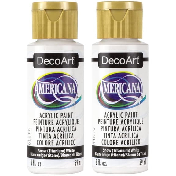 2-pack - DecoArt Americana Acrylic Paint, 2 oz., Snow (Titanium White) DA-01 - Opaque 00016455101308
