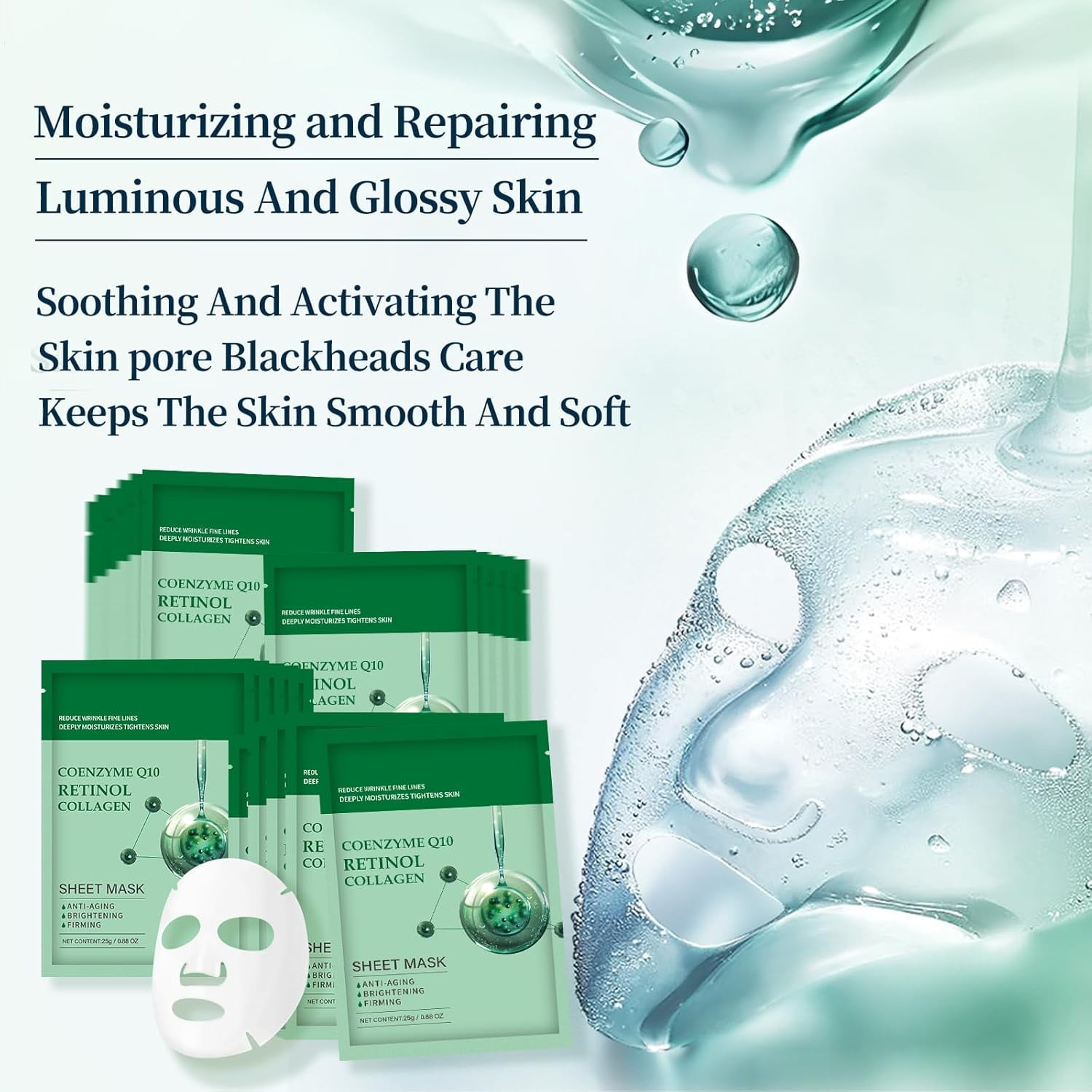 Mooyam 10 Pack Collagen Face Mask, Face Masks Skincare with Coenzyme Q10 Retinol Anti Aging Facial Masks Skin Care Hydrating Face Beauty Care Masks for Deep Repairing and Moisturizing Anti Wrinkles