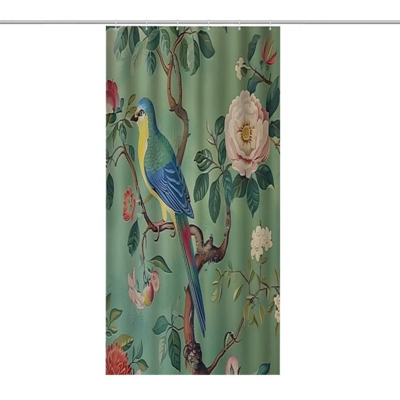 RKSupls Waterproof Shower Curtain, Blue Bird Rose Branch Polyester Shower Curtain with Hooks for Chic Elegant Home Bathtub Bathroom Decor Washable