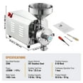 thumbnail image 6 of VEVOR Soybean Grinder Commercial Grinding Machine for Spices 2200W Corn Mill Grinder 50 KG/H Stainless Steel Corn Grinder Industrial Flour Milling Machine Not For Wet/Oily Grain, 6 of 9