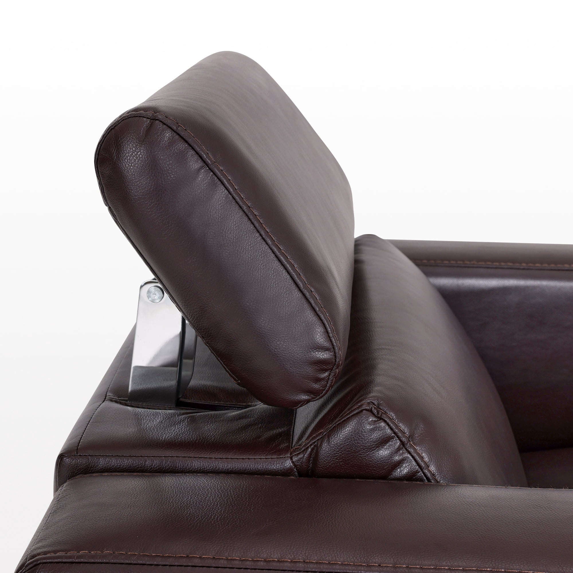 MCombo Wall-Hugger High Leg Power Recliner Chair with Adjustable Headrest and USB&Type C Dual Charge Ports for Living Room, Office, and Small Spaces (Faux Leather, HL128) (Dark Brown)