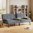 thumbnail image 5 of Homall Linen Convertible Futon with Cupholders, Removable Armrests, and Metal Legs, Dark Gray, 5 of 7
