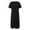 A-Black110, variant on FINALGANG New Dress For Women Solid Color Short Sleeve O-Neck Cotton Linen Sundress With Pockets Relaxed Fit Activewear