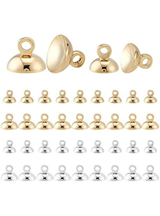 UNICRAFTALE About 100pcs 5 Sizes Stainless Steel Bead Cap Pendant Bail  Round Bails Clasp Dangle Charm Bead Connectors for DIY Jewelry Making,  Golden