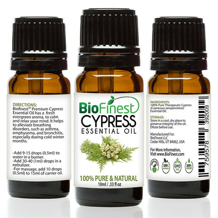BioFinest Cypress Oil - 100% Pure Cypress Essential Oil - Premium Organic - Therapeutic Grade - Best For Aromatherapy - Food Enhancer - Help to Lower Blood Pressure - FREE E-Book (Best Tea To Lower Blood Pressure)