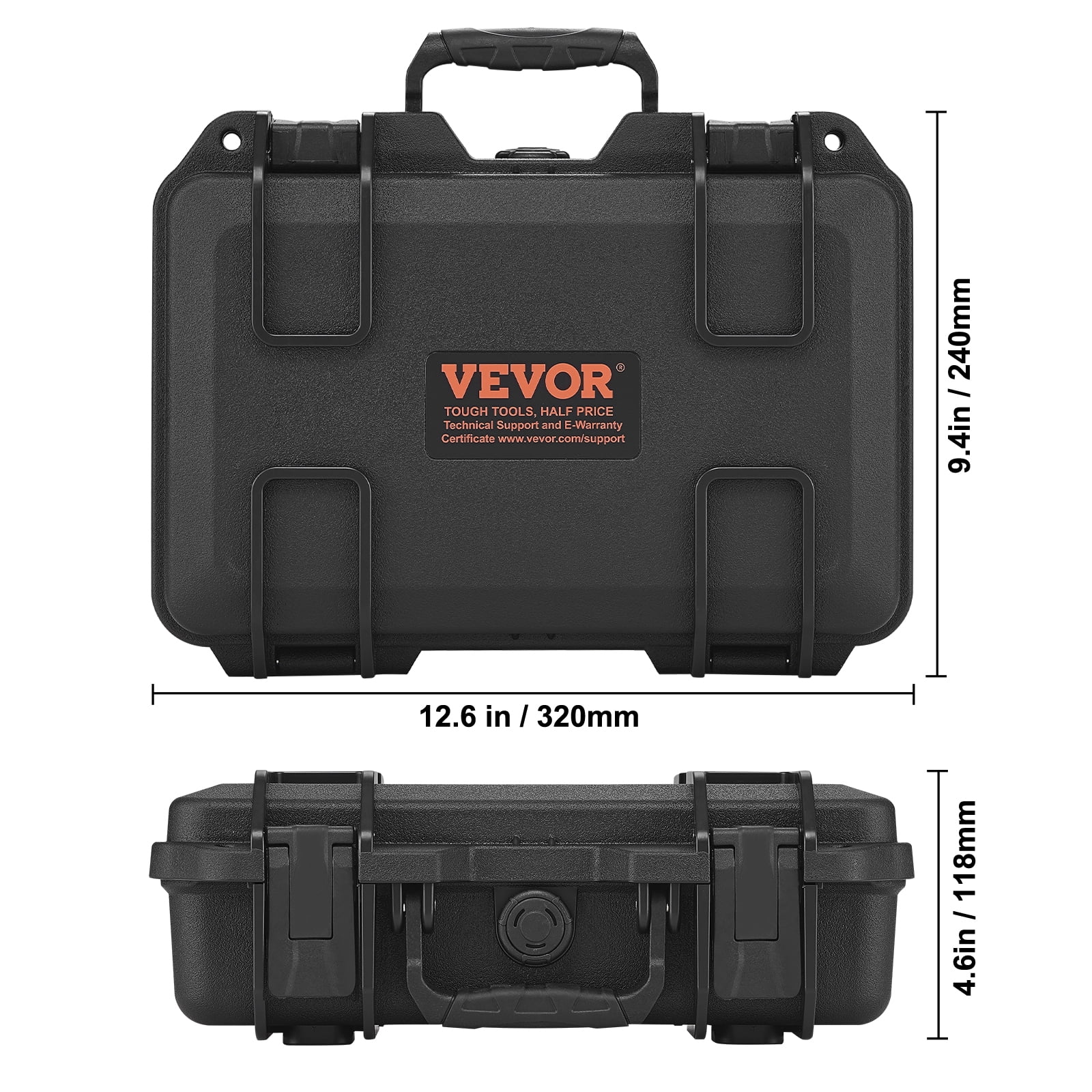 VEVOR Hard Pistol Cases with Pre-cut PU Foam, Waterproof & Dustproof Hard Gun Case for 1 Pistol, 12.59×9.01×4.4 in Lockable Pistol Case, Black