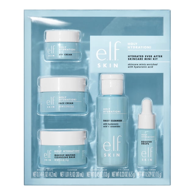 e.l.f Hydrated Ever After Skincare Mini Kit de cuidado de la piel, Ulitmate Holy Hydration! Régimen de la piel, tamaño de viaje, 1 unidad