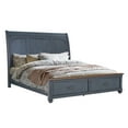 thumbnail image 2 of Queen Size Sleigh Bed, with Two Soft-close Storage Drawers, Corduroy Blue Finish, Antique Pewter Hardware, 2 of 9