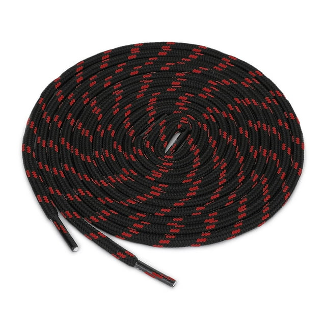 INSPIRE CHIC 3 Paires Lacets Ronds Antidérapants Résistants à l'Usure pour Bottes pour la Randonnée la Marche Chaussures d'Extérieur Noir Rouge 120cm / 47.24 Pieds