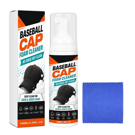 Baseball Cap Foam Cleaner ,No Rinse Baseball Cap Foam Cleaning Kit,Quick Dry, No Rinse Safely Cleans Baseball Caps,Knit Hats & More