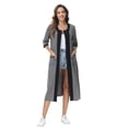 thumbnail image 3 of Robes for Women: Syphoria Zip Up Front Summer Robe for Women, 3/4 Sleeves Lightweight Housecoat with Pockets, 3 of 5