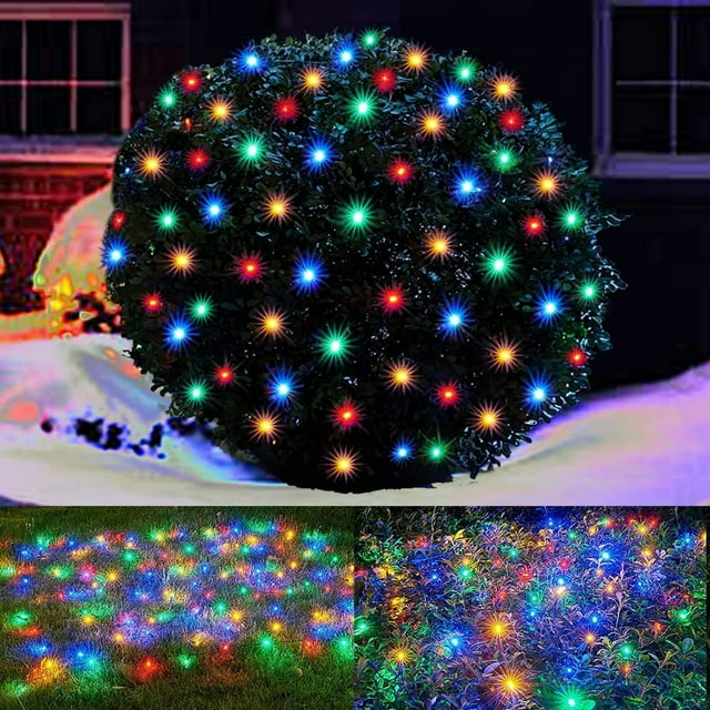 MesaSe LED Christmas Net Lights Outdoor Decorations for Bushes 96 LED 5ftx5ft Connectable Green Wire Net Christmas Lights for Outdoor Yard Mesh Shrub Tree Holiday Decor