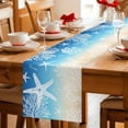 thumbnail image 5 of Blue Beige Ombre Coastal Table Runner 108 Inches, Nautical Beach Starfish Coral Summer Bed Runner Dresser Scarves Tabletop for Indoor Outdoor Parties/Ceremony/Banquet, 13"x 108", 5 of 8