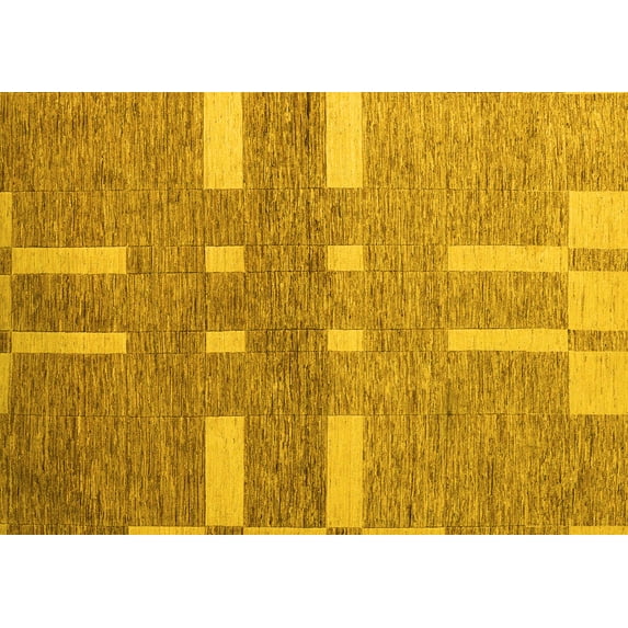 Ahgly Company Machine Washable Indoor Rectangle Abstract Yellow Modern Area Rugs, 2' x 5'