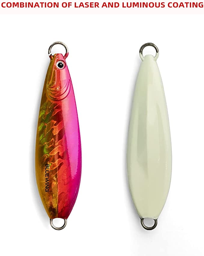 BLUEWING Fishing Lures Saltwater Fishing Lures Vertical Jigs for Saltwater  Fish, Slow Fall Pitch Fishing Lures with Hook, 100g Pink/Gold